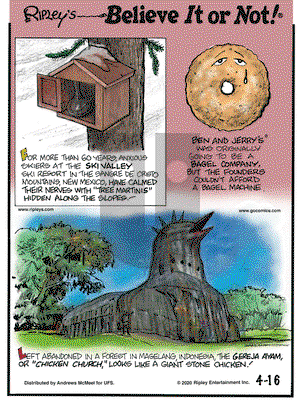 Ripley's Believe It or Not on Thursday April 16, 2020 Comic Strip