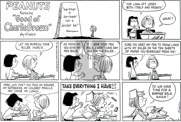 Peanuts - Sunday January 8, 1984 Comic Strip