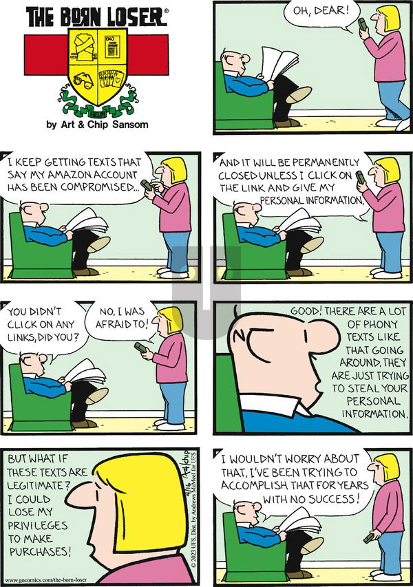 The Born Loser on Sunday April 16, 2023 Comic Strip