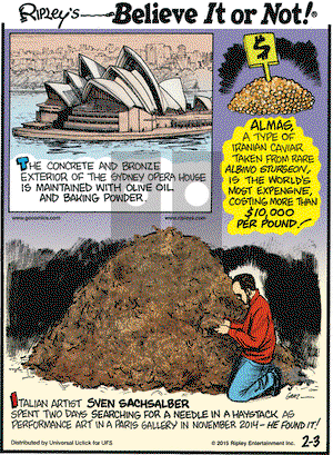 Ripley's Believe It or Not on Tuesday February 3, 2015 Comic Strip