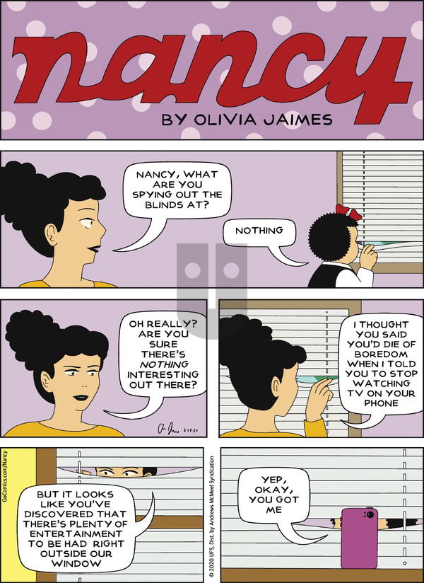 Nancy on Sunday May 17, 2020 Comic Strip