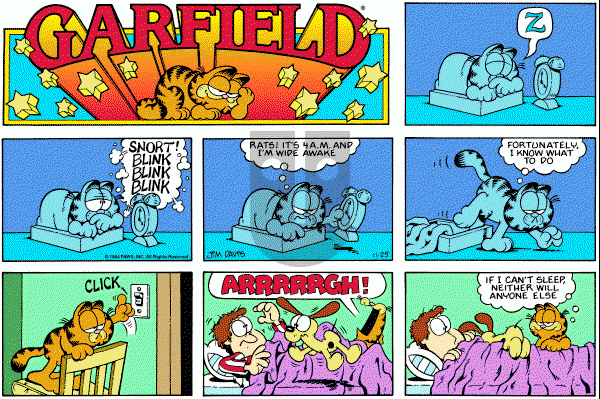 Garfield on Sunday November 25, 1984 Comic Strip