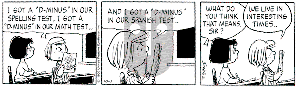 Peanuts on Thursday October 1, 1992 Comic Strip