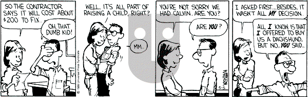 Calvin and Hobbes - Monday May 5, 1986 Comic Strip