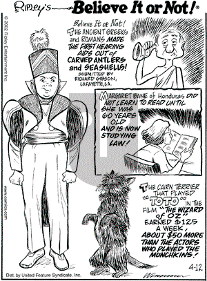 Ripley's Believe It or Not on Friday April 12, 2002 Comic Strip