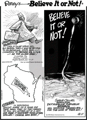 Ripley's Believe It or Not on Monday December 11, 2006 Comic Strip