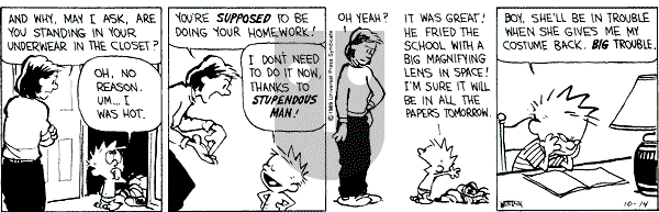 Calvin and Hobbes - Saturday October 14, 1989 Comic Strip