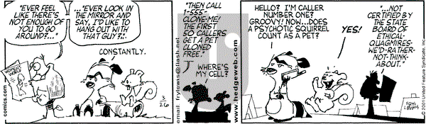 Over the Hedge on Monday March 26, 2001 Comic Strip