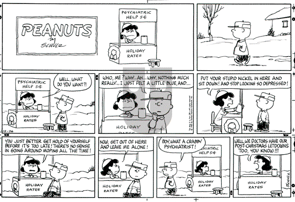 Peanuts - Sunday December 26, 1965 Comic Strip