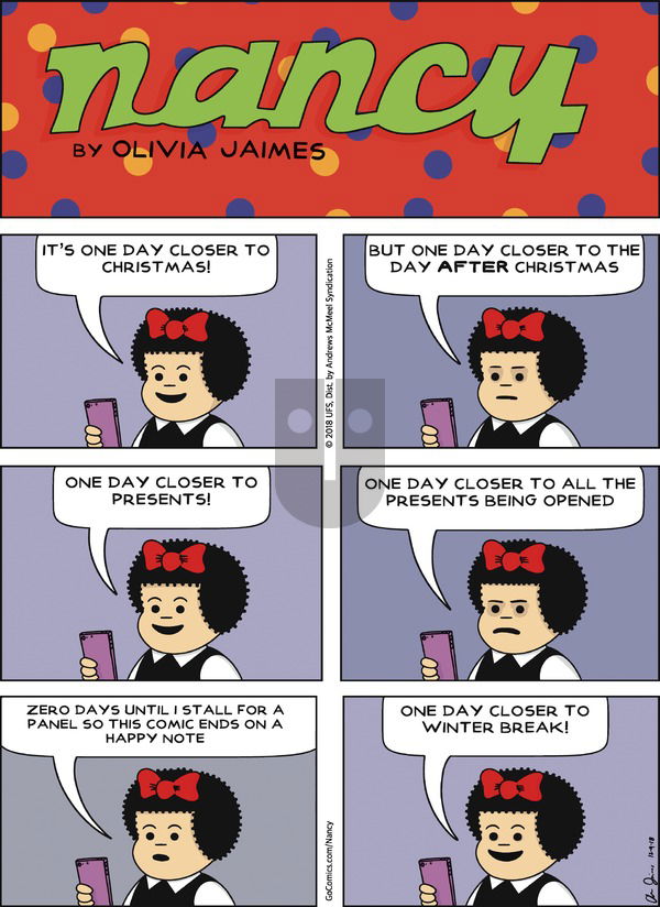 Nancy on Sunday December 9, 2018 Comic Strip