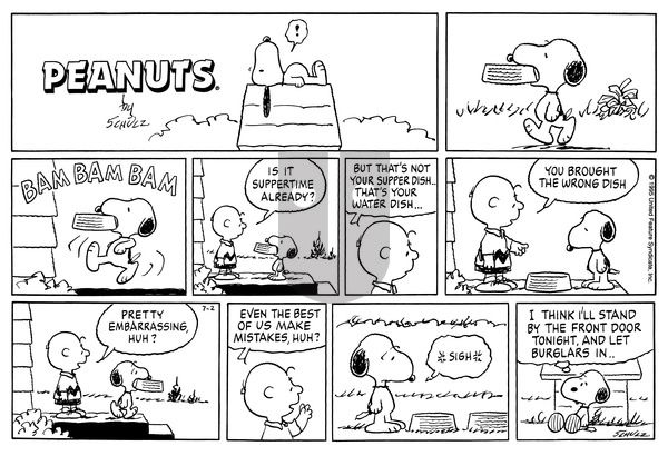 Peanuts on Sunday July 2, 1995 Comic Strip