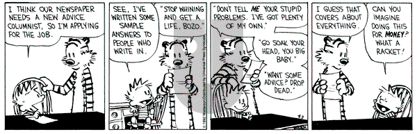 Calvin and Hobbes on Friday April 3, 1992 Comic Strip