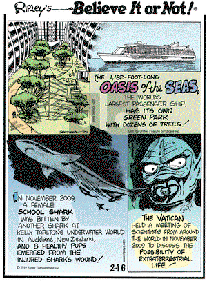 Ripley's Believe It or Not on Tuesday February 16, 2010 Comic Strip