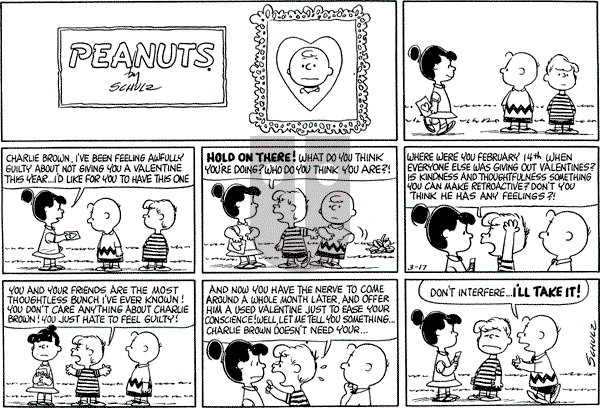 Peanuts - Sunday March 17, 1963 Comic Strip