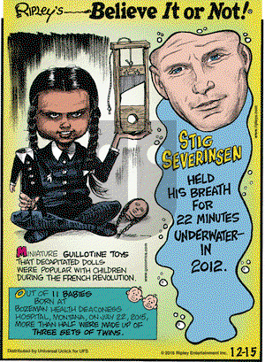 Ripley's Believe It or Not on Thursday December 15, 2016 Comic Strip