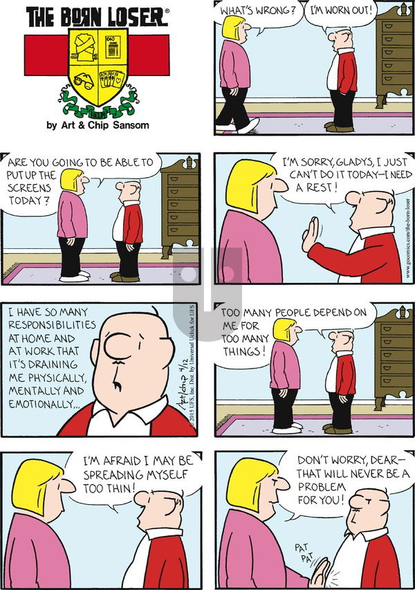 The Born Loser on Sunday April 12, 2015 Comic Strip