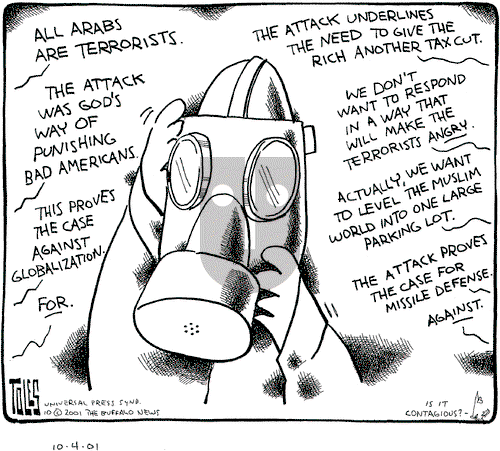 Tom Toles on Thursday October 4, 2001 Comic Strip