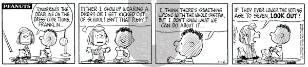 Peanuts on Thursday January 6, 1972 Comic Strip
