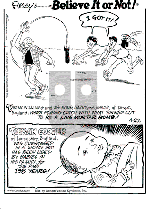 Ripley's Believe It or Not on Monday April 22, 2002 Comic Strip
