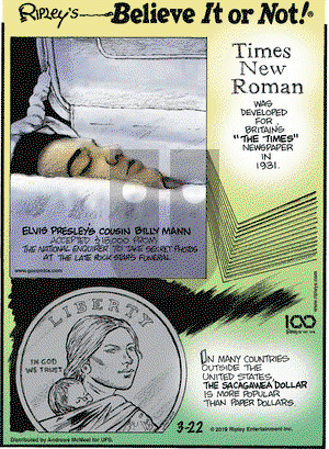 Ripley's Believe It or Not on Friday March 22, 2019 Comic Strip