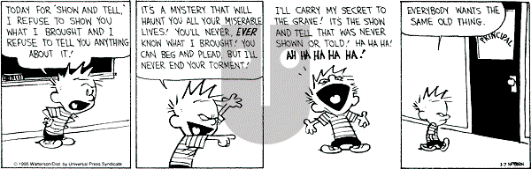 Calvin and Hobbes - Tuesday March 7, 1995 Comic Strip