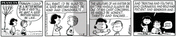 Peanuts - Wednesday January 8, 1964 Comic Strip