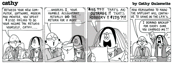 Cathy Classics on Monday April 15, 1996 Comic Strip