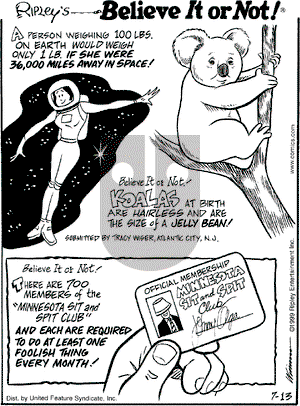Ripley's Believe It or Not on Tuesday July 13, 1999 Comic Strip