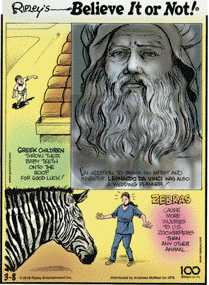 Ripley's Believe It or Not on Friday March 8, 2019 Comic Strip