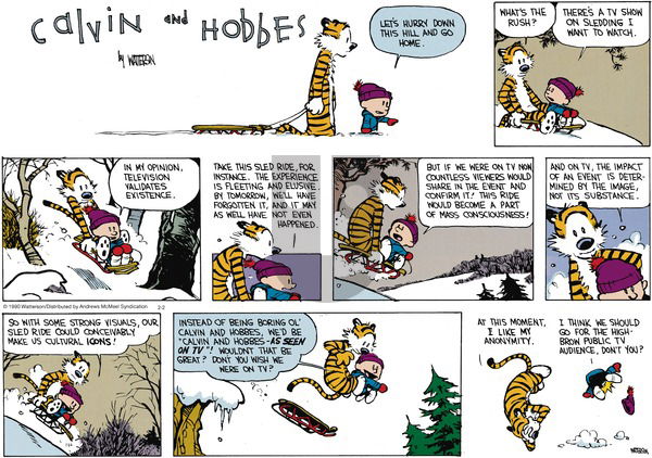 Calvin and Hobbes - Sunday February 2, 2020 Comic Strip