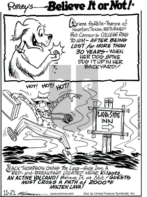 Ripley's Believe It or Not on Friday November 21, 2003 Comic Strip