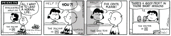 Peanuts on Thursday August 20, 1970 Comic Strip