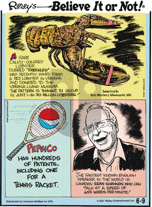 Ripley's Believe It or Not on Wednesday June 9, 2021 Comic Strip