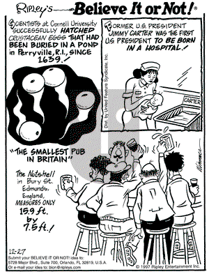 Ripley's Believe It or Not on Saturday December 27, 1997 Comic Strip