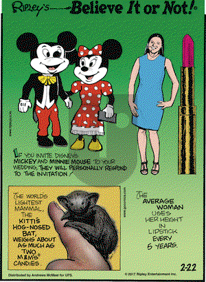 Ripley's Believe It or Not on Wednesday February 22, 2017 Comic Strip