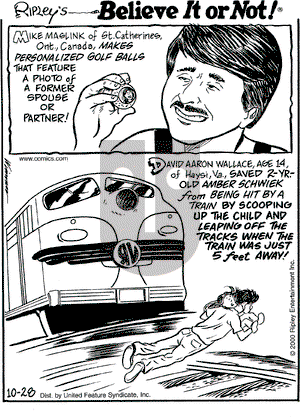 Ripley's Believe It or Not on Saturday October 28, 2000 Comic Strip