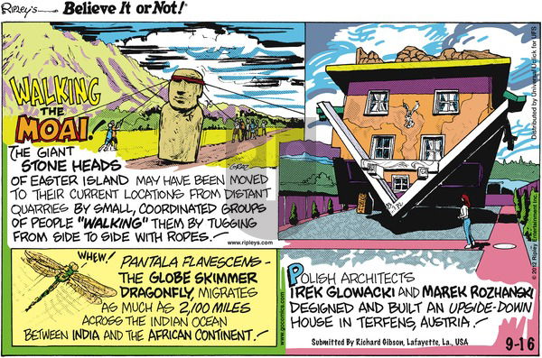 Ripley's Believe It or Not on Sunday September 16, 2012 Comic Strip