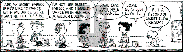 Peanuts - Monday April 17, 1995 Comic Strip