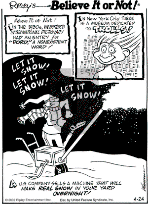 Ripley's Believe It or Not on Wednesday April 24, 2002 Comic Strip
