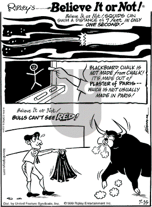 Ripley's Believe It or Not on Thursday July 15, 1999 Comic Strip