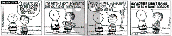 Peanuts on Wednesday November 20, 1957 Comic Strip