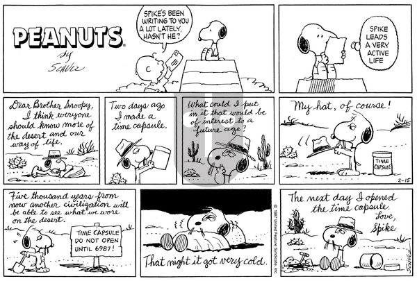 Peanuts on Sunday February 15, 1987 Comic Strip