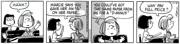 Peanuts on Wednesday November 12, 1986 Comic Strip