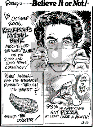 Ripley's Believe It or Not on Saturday December 16, 2006 Comic Strip