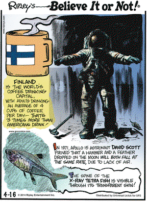 Ripley's Believe It or Not on Wednesday April 16, 2014 Comic Strip