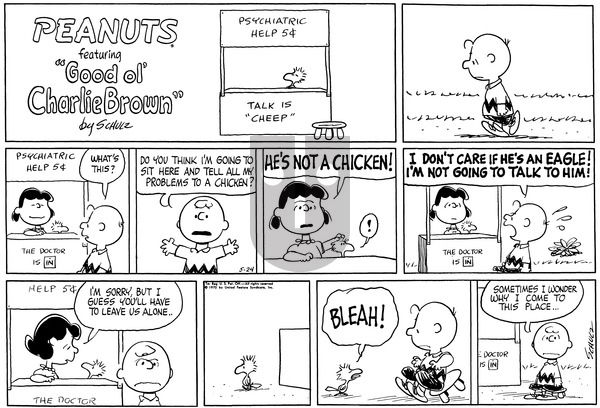 Peanuts on Sunday May 24, 1970 Comic Strip