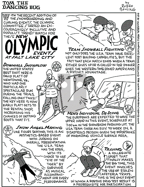 Tom the Dancing Bug on Saturday February 16, 2002 Comic Strip