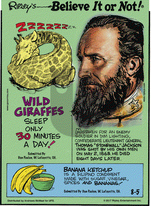 Ripley's Believe It or Not on Saturday August 5, 2017 Comic Strip