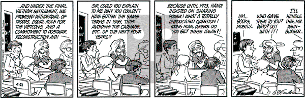 Doonesbury on Thursday April 21, 1977 Comic Strip