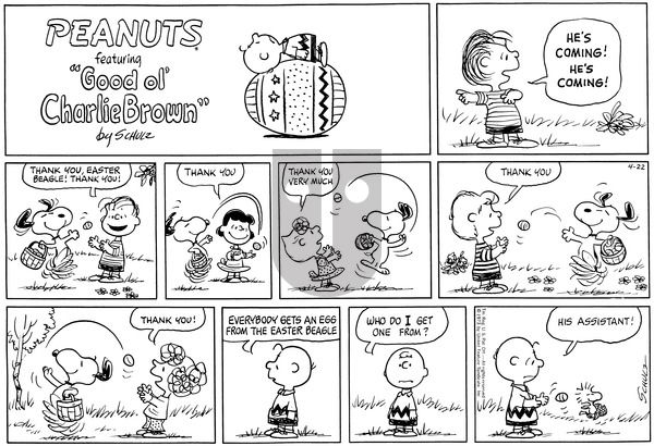 Peanuts on Sunday April 22, 1973 Comic Strip